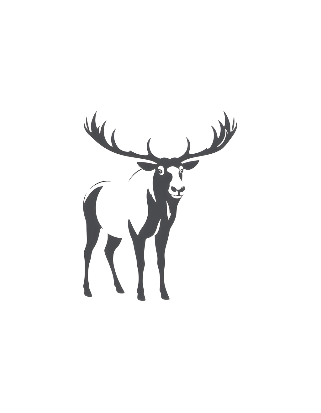 Minimalist Moose with Antlers Silhouette Wall Art
