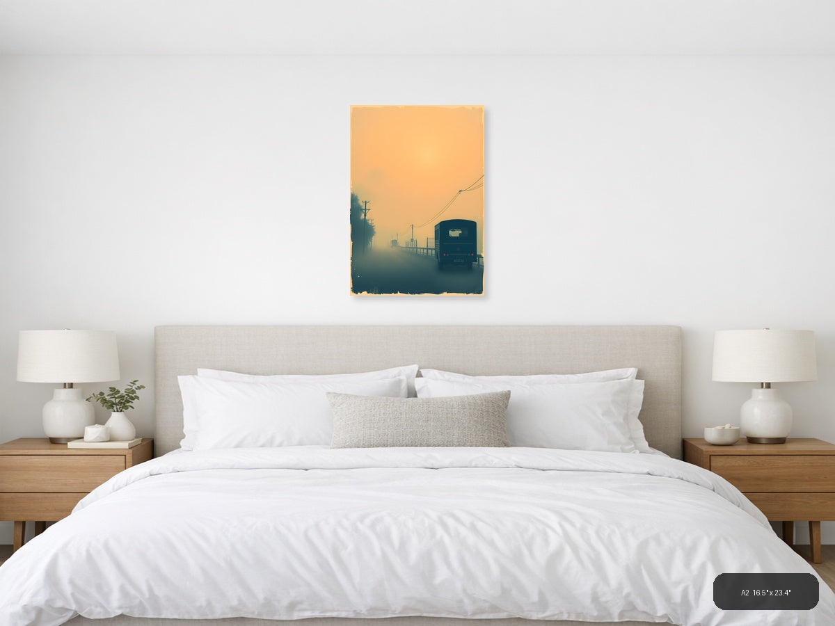 Vintage Misty Road Truck Journey - Retro Wall Art — A2 / Bedroom