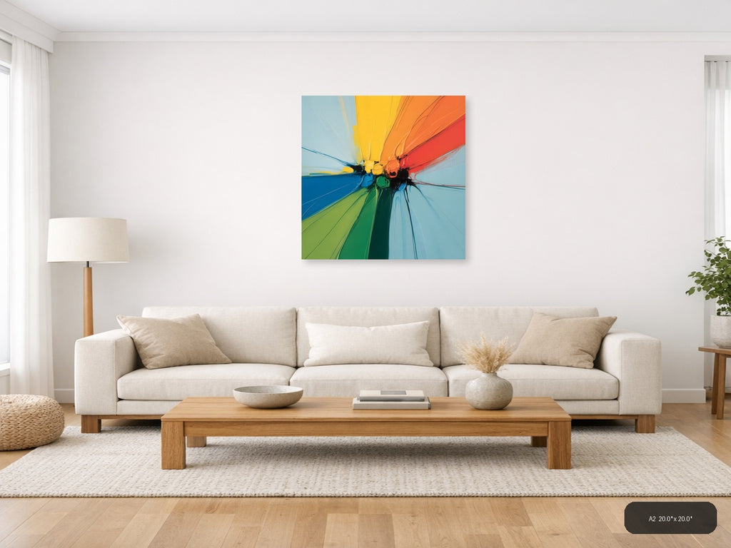 Rainbow Burst Abstract Modern Colorful Wall Art — A2 / Living Room