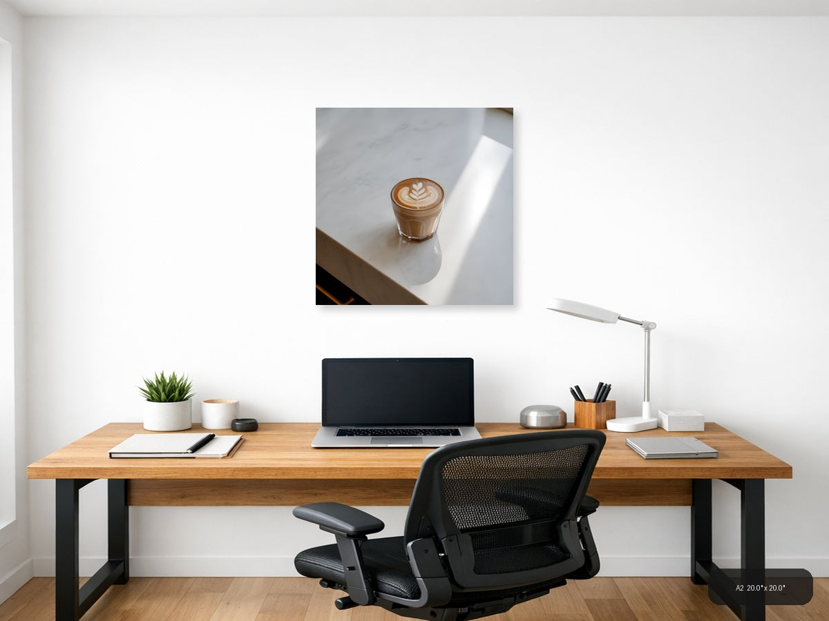 Minimalist Coffee Cup Latte Art Wall Art — A2 / Office