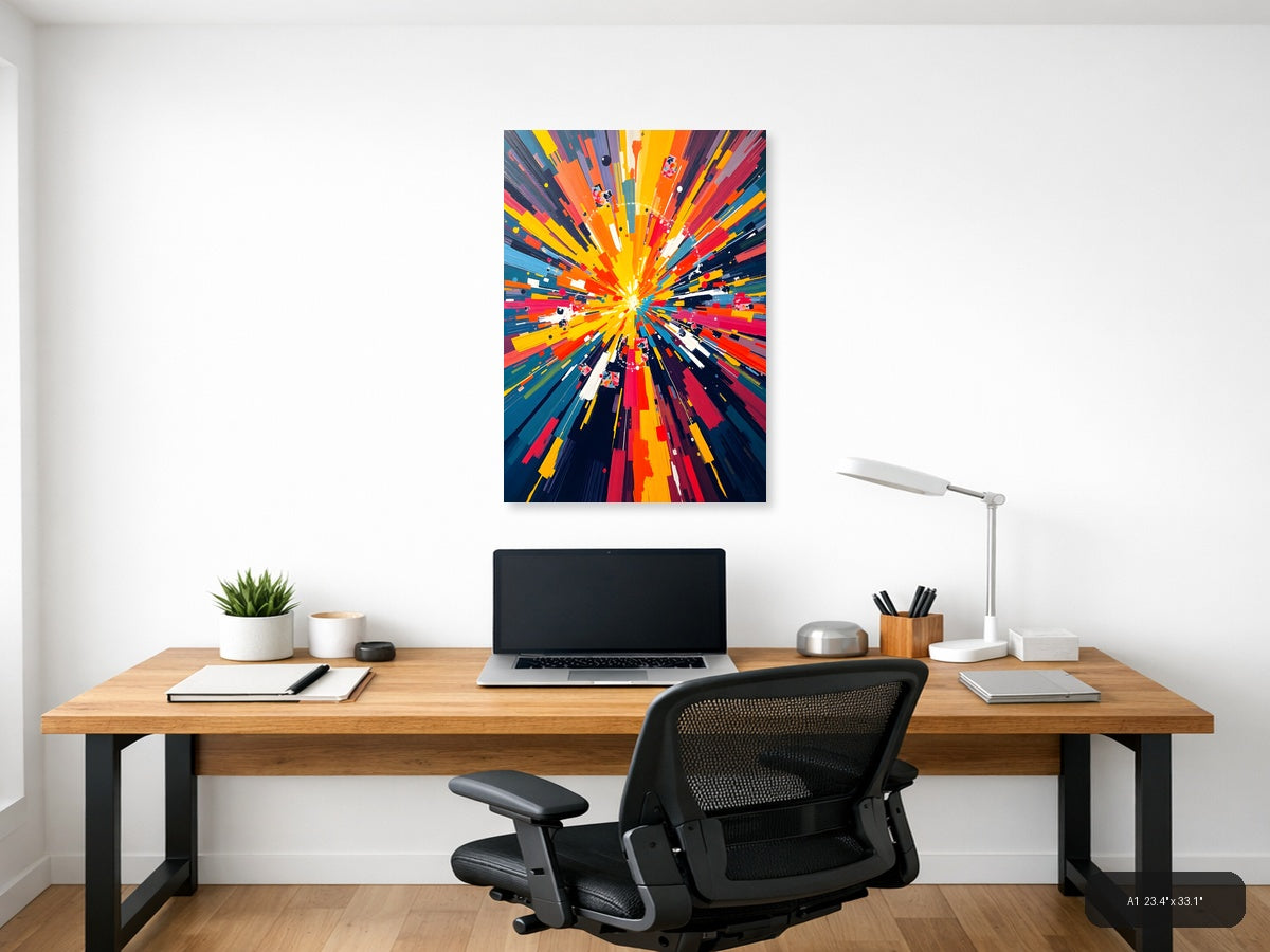 Radiant Sunburst Abstract Colorful Explosion Wall Art — A1 / Office