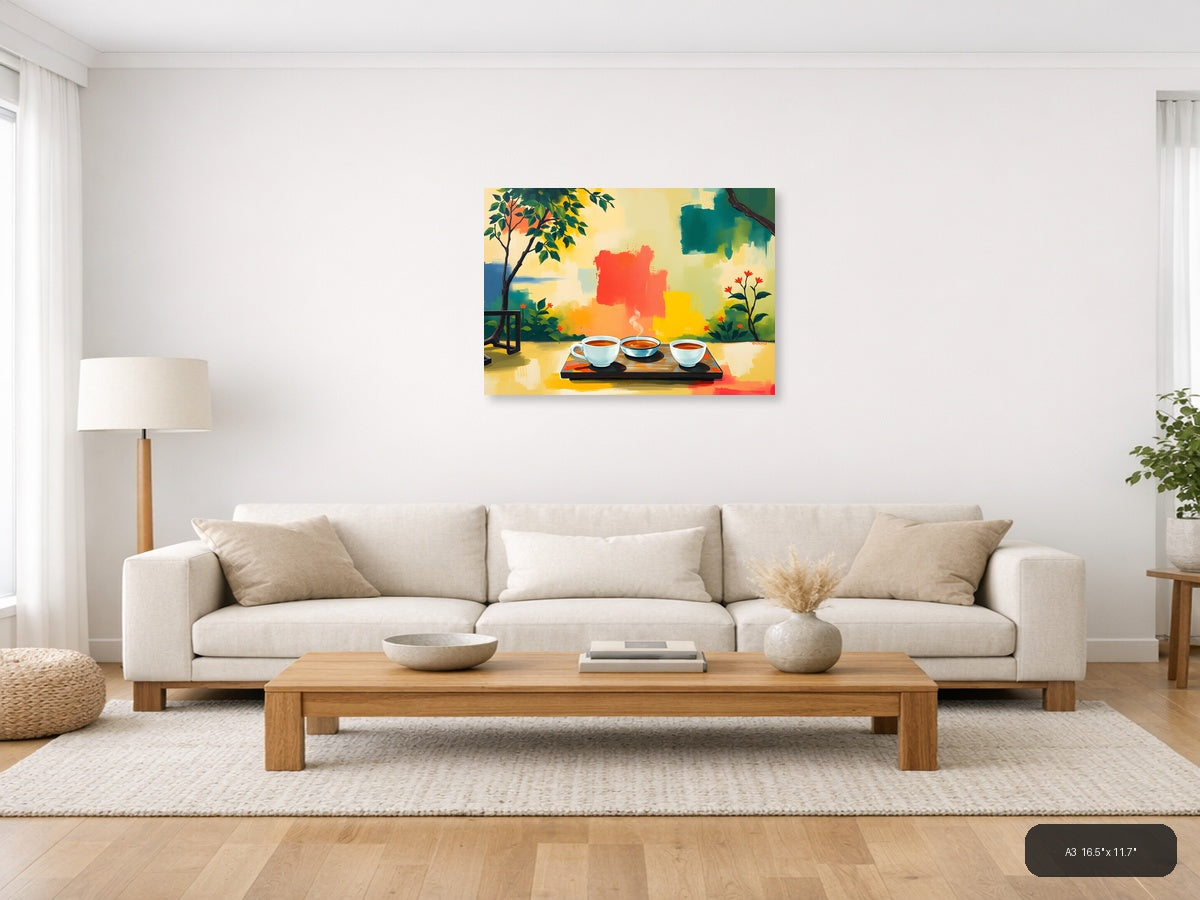 Abstract Garden Tea Ceremony Landscape Wall Art — A3 / Living Room