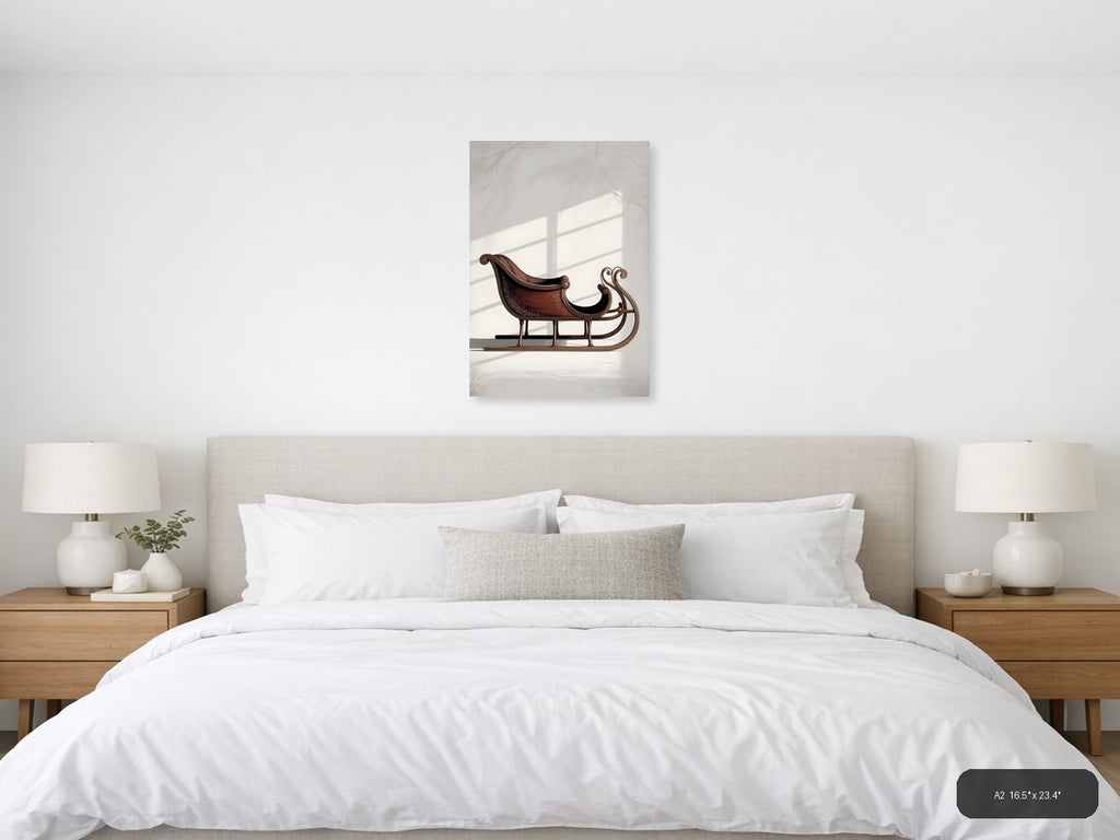 Minimalist Wooden Sleigh Window Light Wall Art — A2 / Bedroom