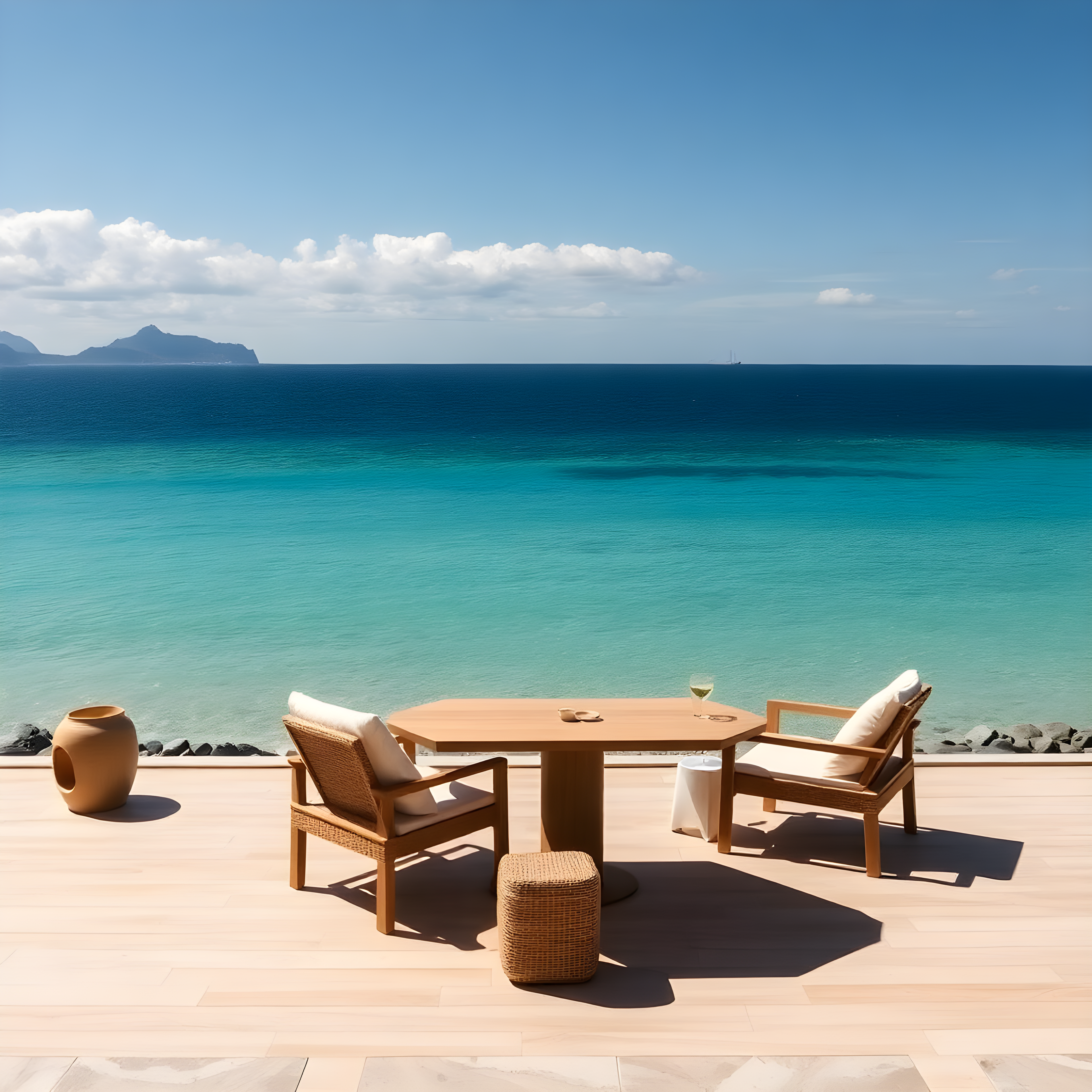 Minimalist Coastal Terrace Ocean View Wall Art