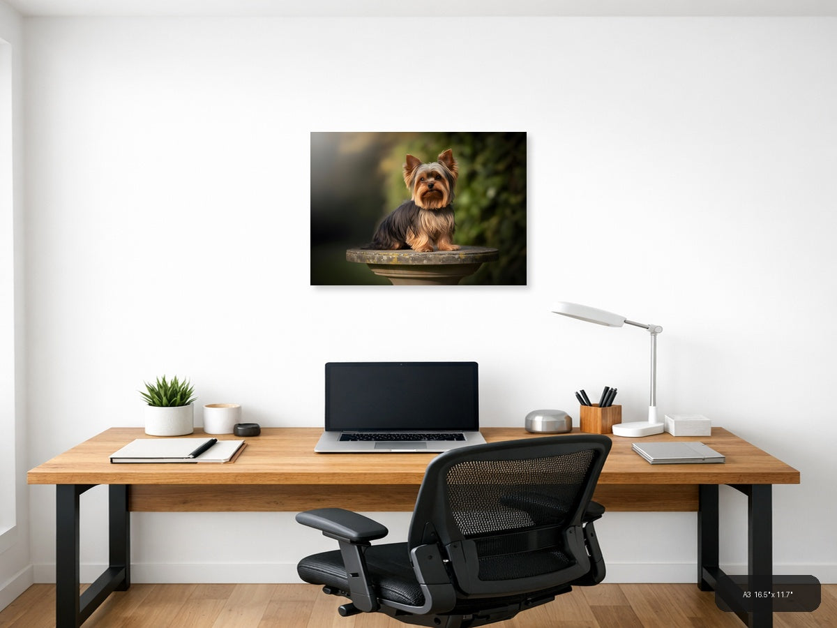Shih Tzu Puppy on Stone Pedestal Photography Wall Art — A3 / Office