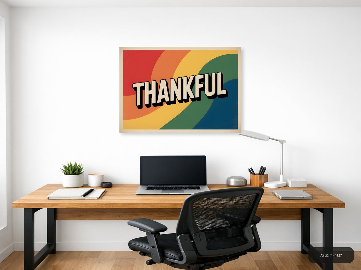 Thankful — Vintage (Landscape) Canvas Print | Vintage Wall Art | A4 A3 A2 A1 — A2 / Office