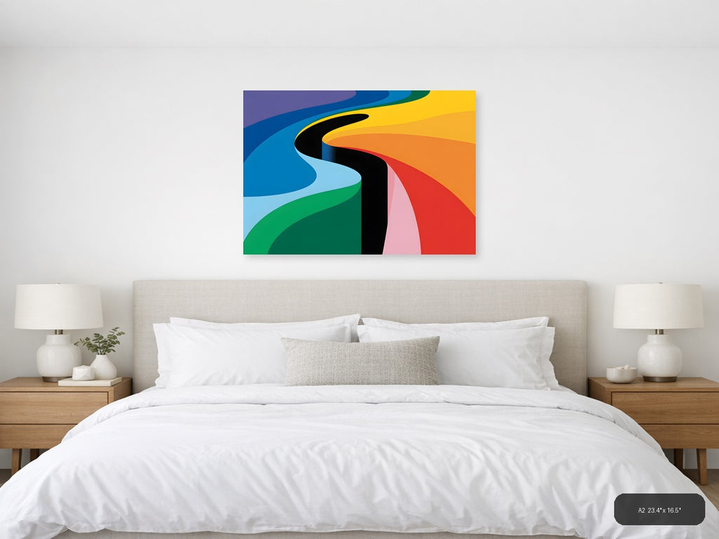 Colorful Abstract Waves Modern Photography Wall Art — A2 / Bedroom