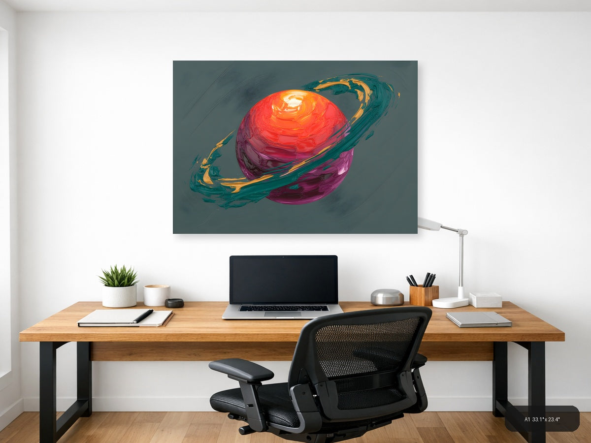 Colorful Abstract Planet with Rings Wall Art — A1 / Office