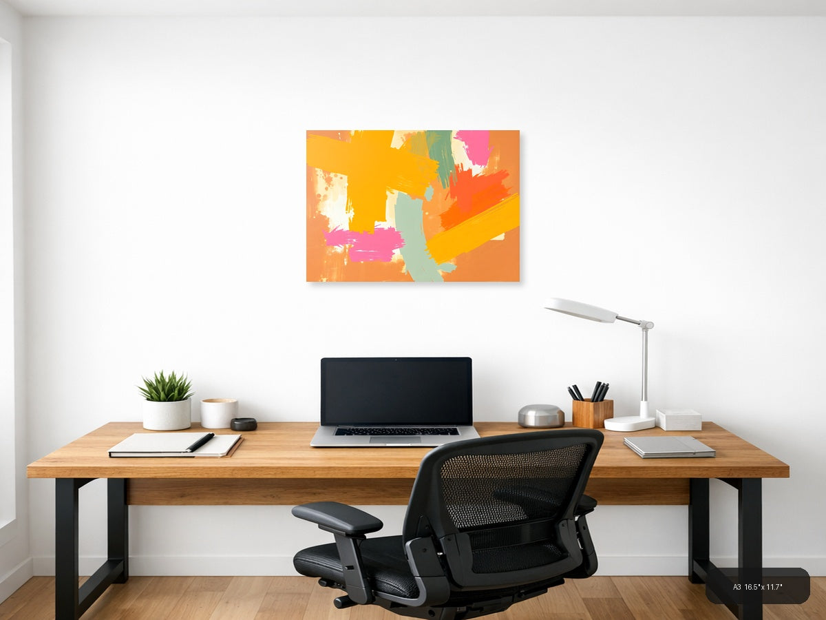 Vibrant Abstract Brushstrokes Modern Wall Art — A3 / Office