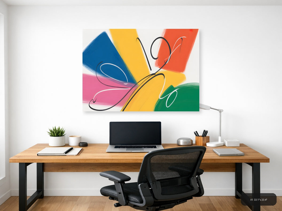 Colorful Abstract Butterfly with Paint Strokes Wall Art — A1 / Office