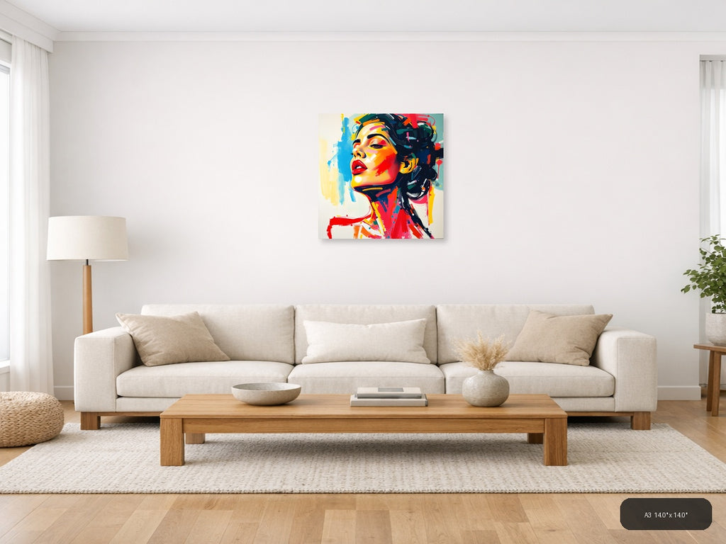 Colorful Abstract Portrait Pop Art Style Wall Art — A3 / Living Room