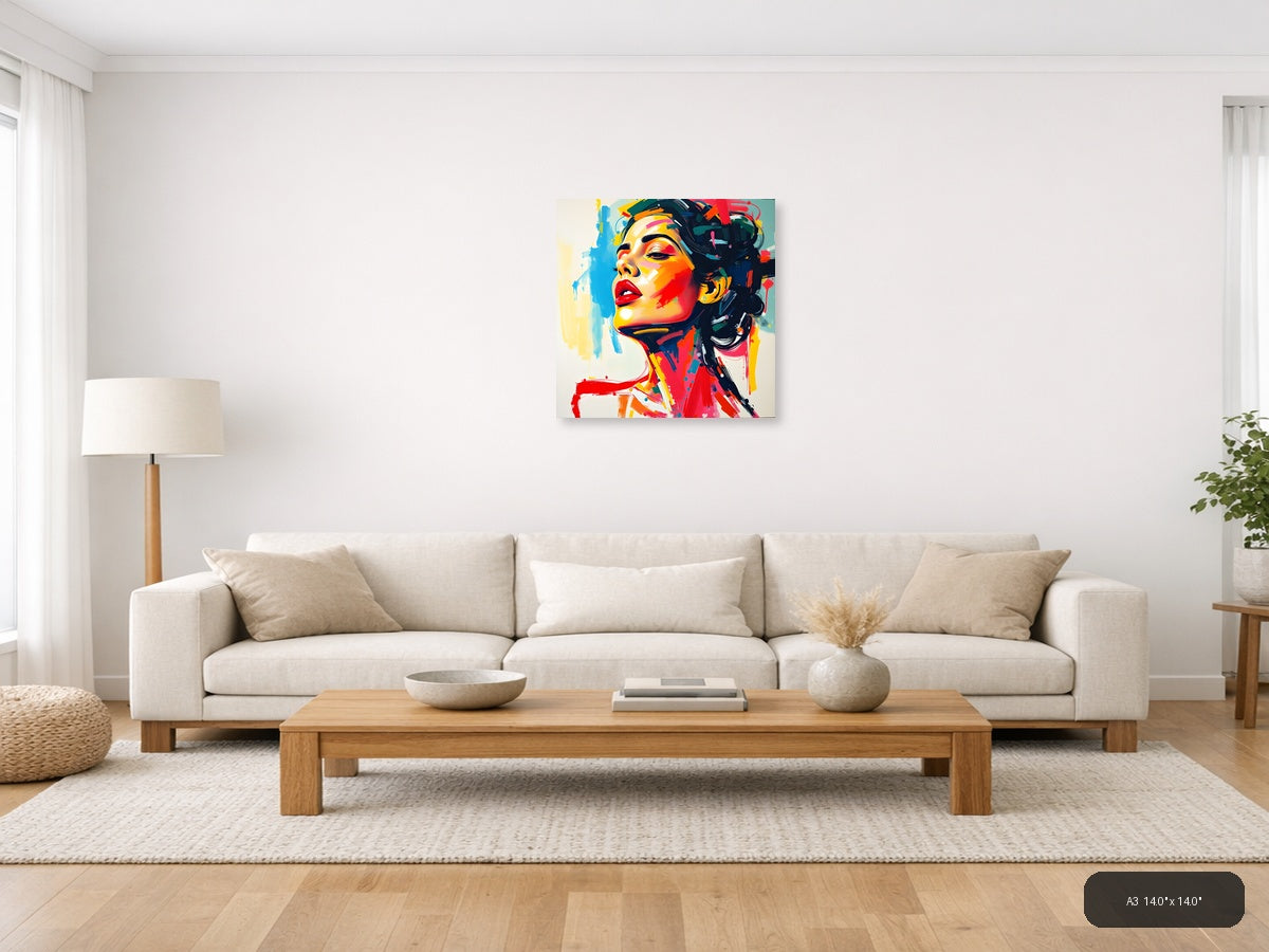 Colorful Abstract Portrait Pop Art Style Wall Art — A3 / Living Room