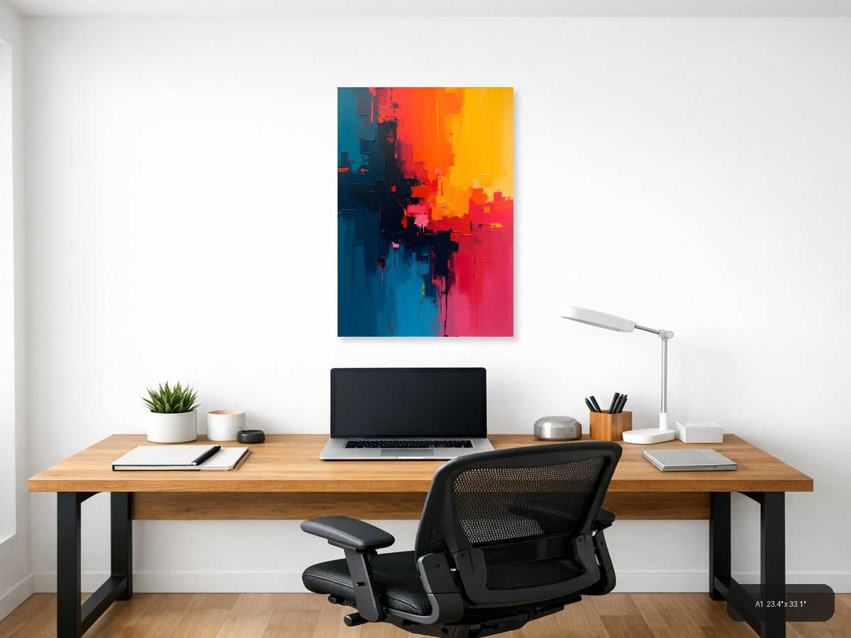 Abstract Color Gradient: Blue to Orange Wall Art — A1 / Office