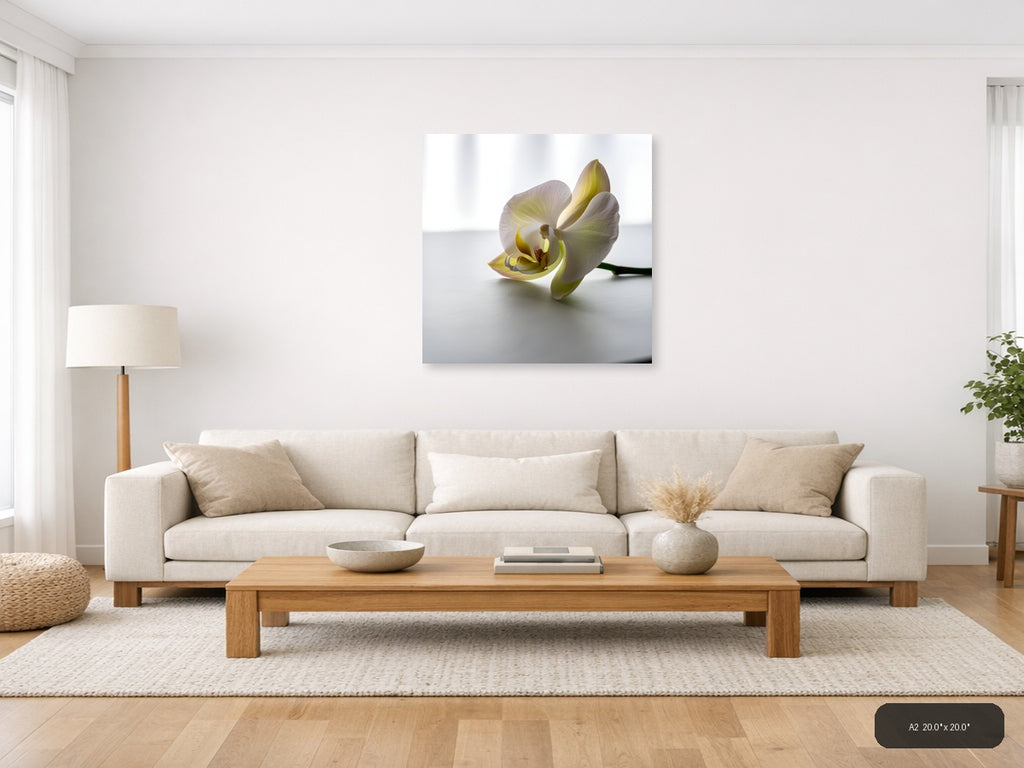 Minimalist Yellow Orchid Flower Wall Art — A2 / Living Room