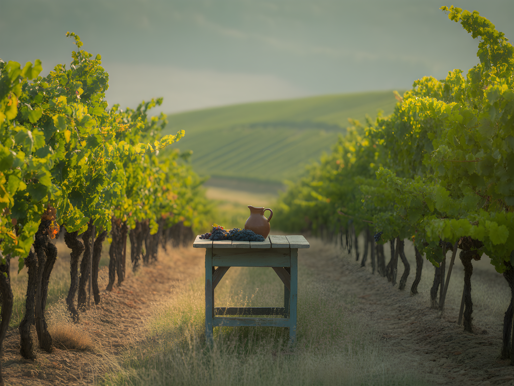 Vineyard Harvest Minimalist Landscape Wall Art
