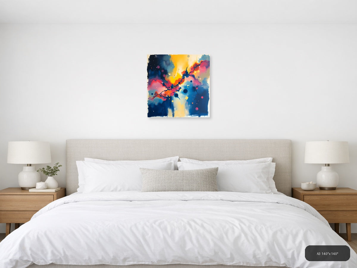 Vibrant Abstract Energy Flow Modern Wall Art — A3 / Bedroom