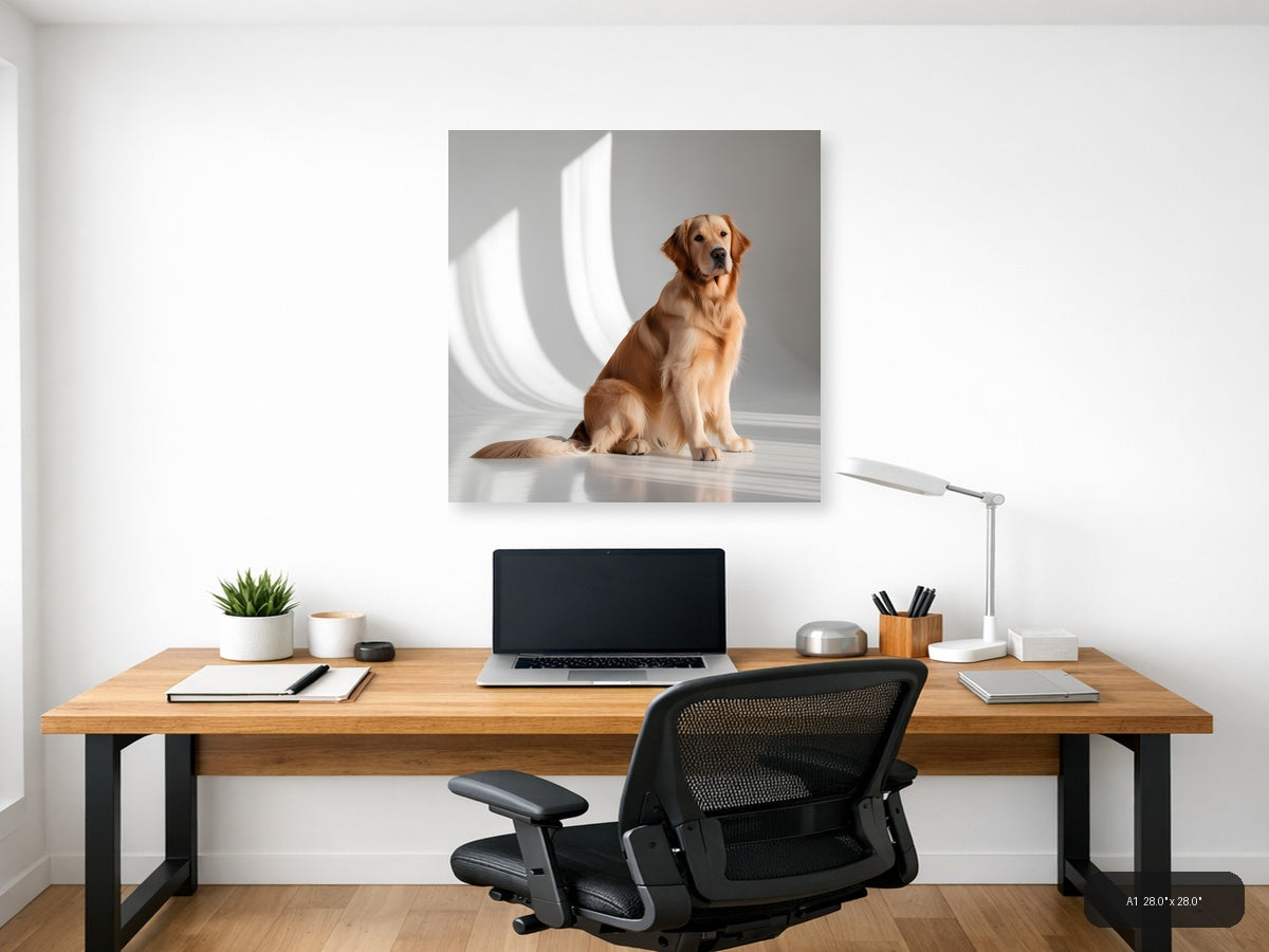 Golden Retriever Minimalist Portrait Wall Art — A1 / Office