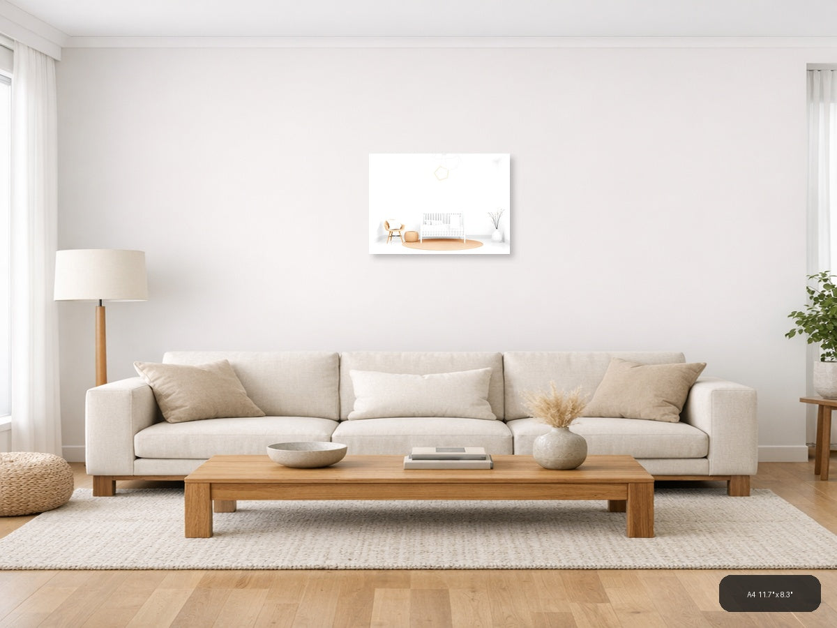 Minimalist Nursery Room Layout Illustration Wall Art — A4 / Living Room