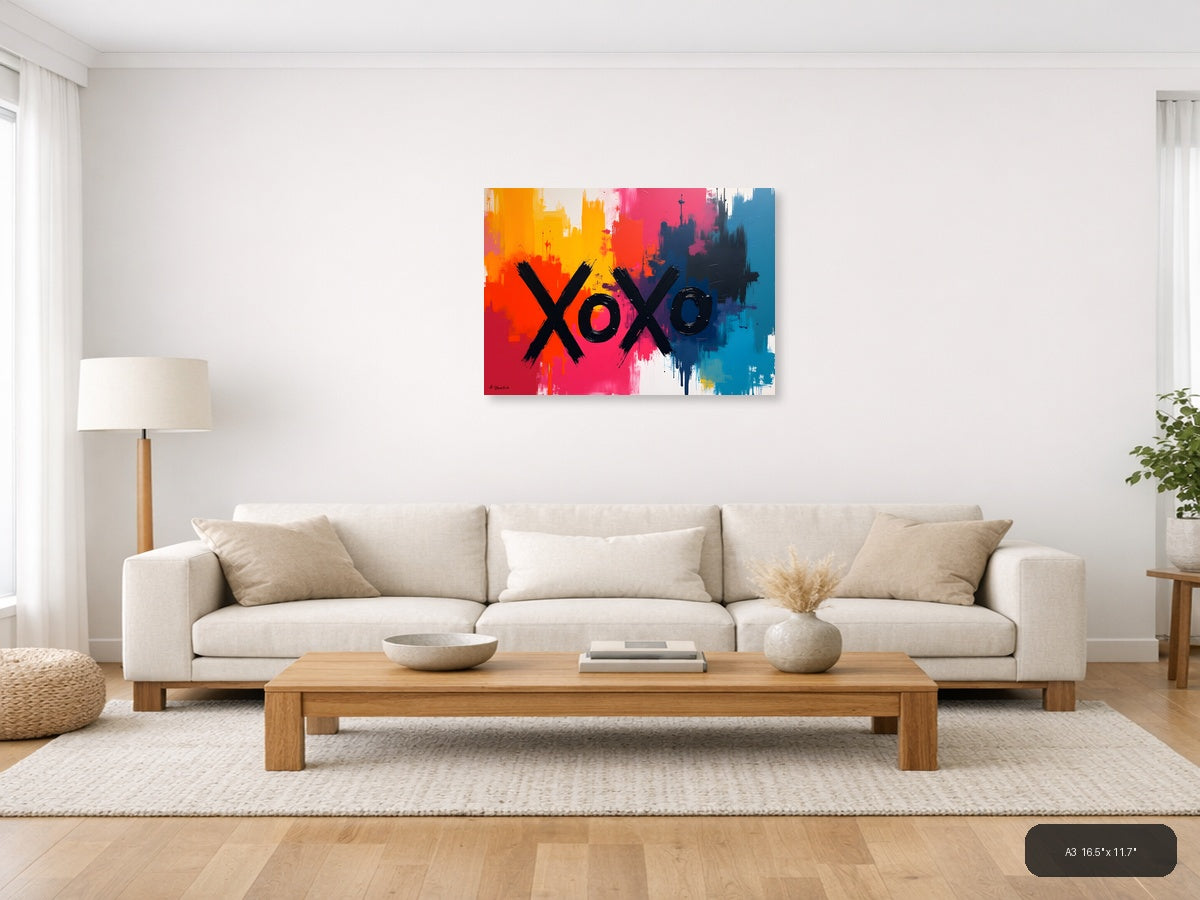 XOXO Abstract Colorful Urban Skyline Wall Art — A3 / Living Room