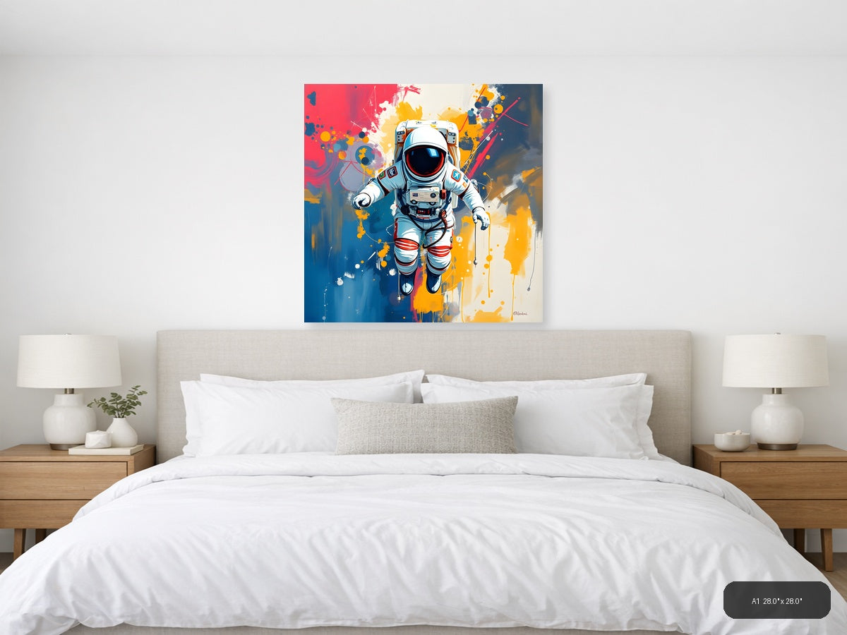 Astronaut in Space Abstract Colorful Wall Art — A1 / Bedroom
