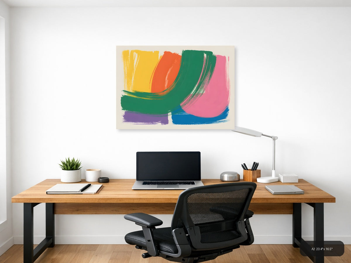 Vibrant Abstract Brushstrokes Landscape Wall Art — A2 / Office