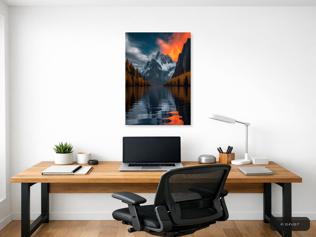 Alpine Lake Mountain Sunset Photography Wall Art — A1 / Office