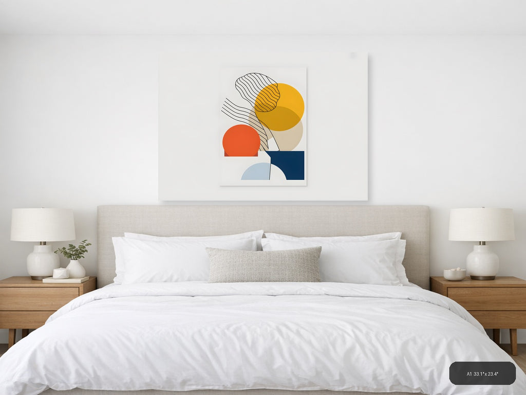 Minimalist Abstract Geometric Circles Line Art Wall Art — A1 / Bedroom
