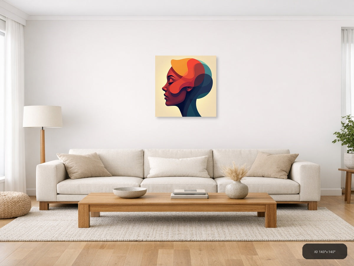 Abstract Colorful Profile Portrait Modern Wall Art — A3 / Living Room