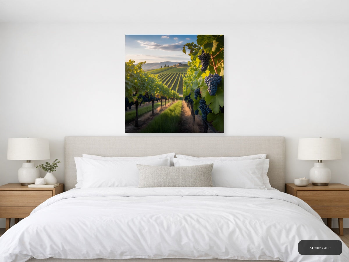 Tuscan Vineyard Sunset Photography Wall Art — A1 / Bedroom