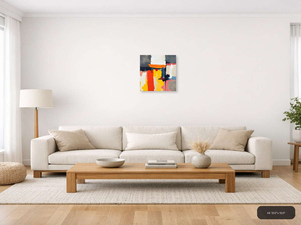 Abstract Geometric Composition - Vibrant Modern Wall Art — A4 / Living Room