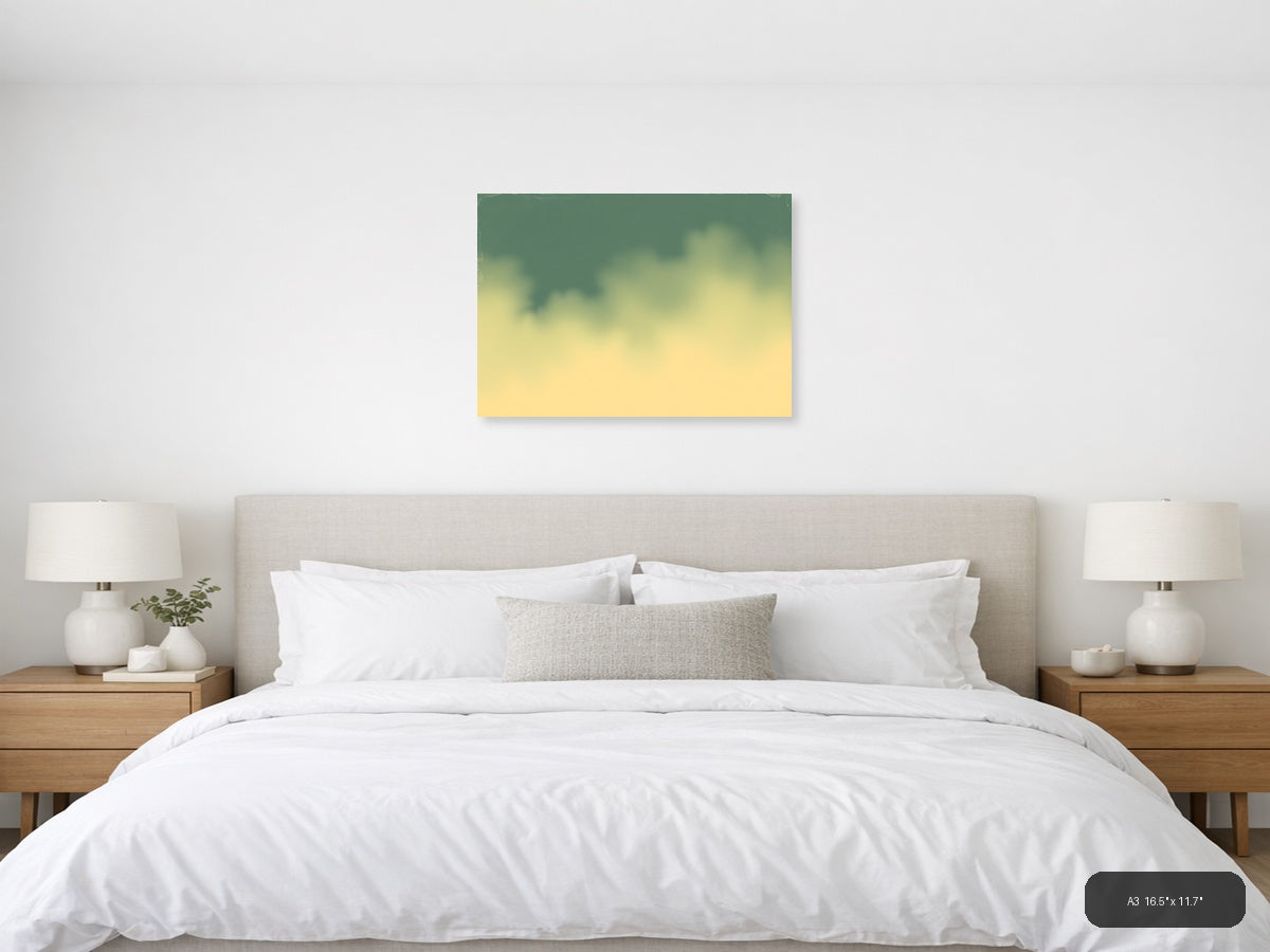 Vintage Gradient Sky with Soft Clouds Wall Art — A3 / Bedroom