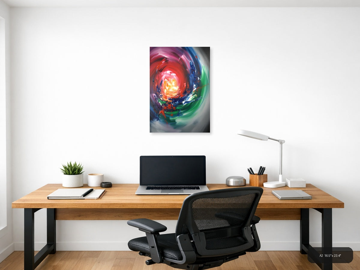 Radiant Cosmic Energy Abstract Spiral Wall Art — A2 / Office