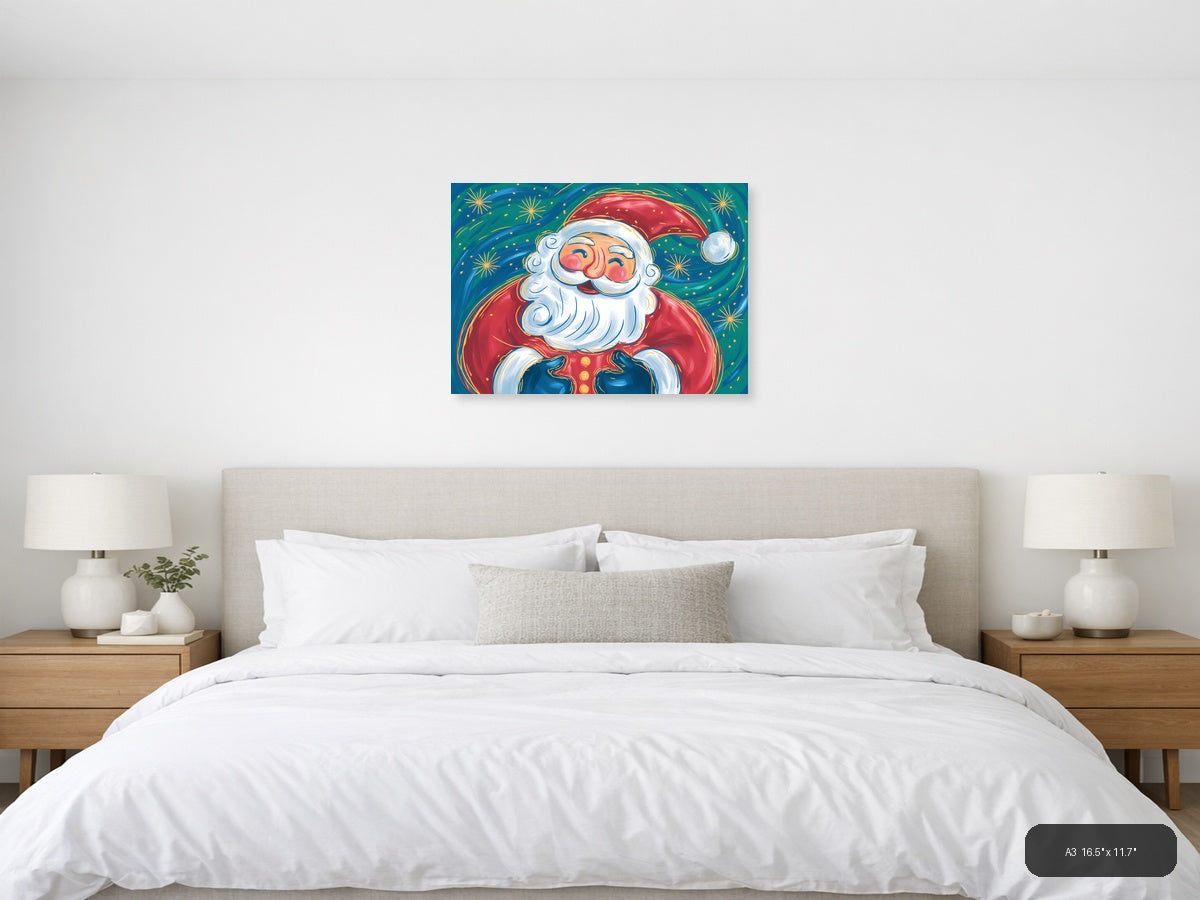 Jolly Santa Claus Abstract Colorful Wall Art — A3 / Bedroom