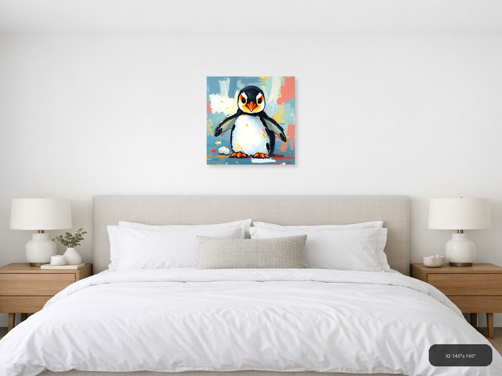 Colorful Abstract Penguin Modern Wall Art — A3 / Bedroom