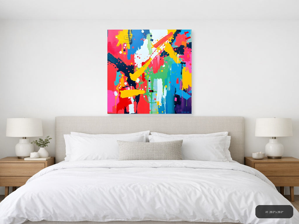Vibrant Abstract Splash Pop Art Wall Art — A1 / Bedroom