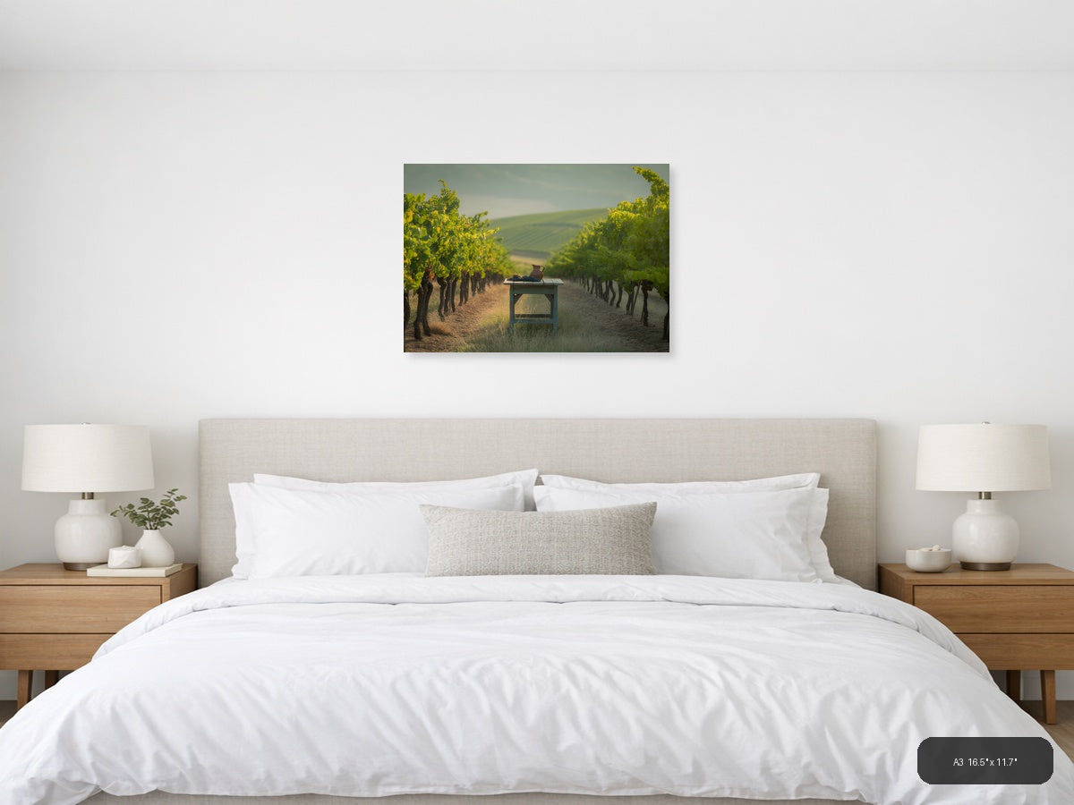 Vineyard Harvest Minimalist Landscape Wall Art — A3 / Bedroom