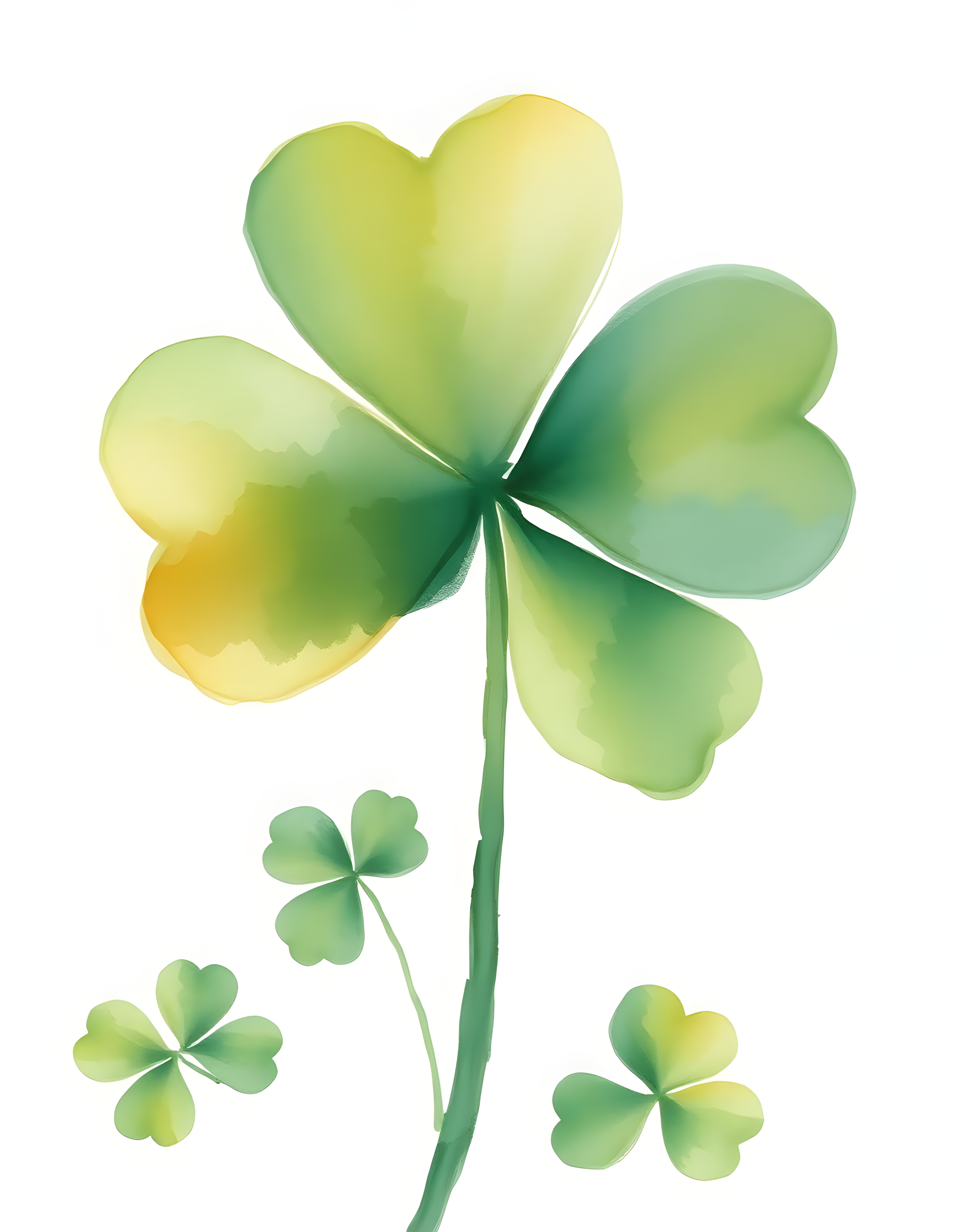 Four Leaf Clover Watercolor Portrait Wall Art