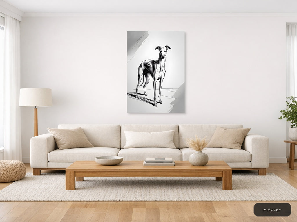 Greyhound Dog Line Art Portrait Wall Art — A1 / Living Room