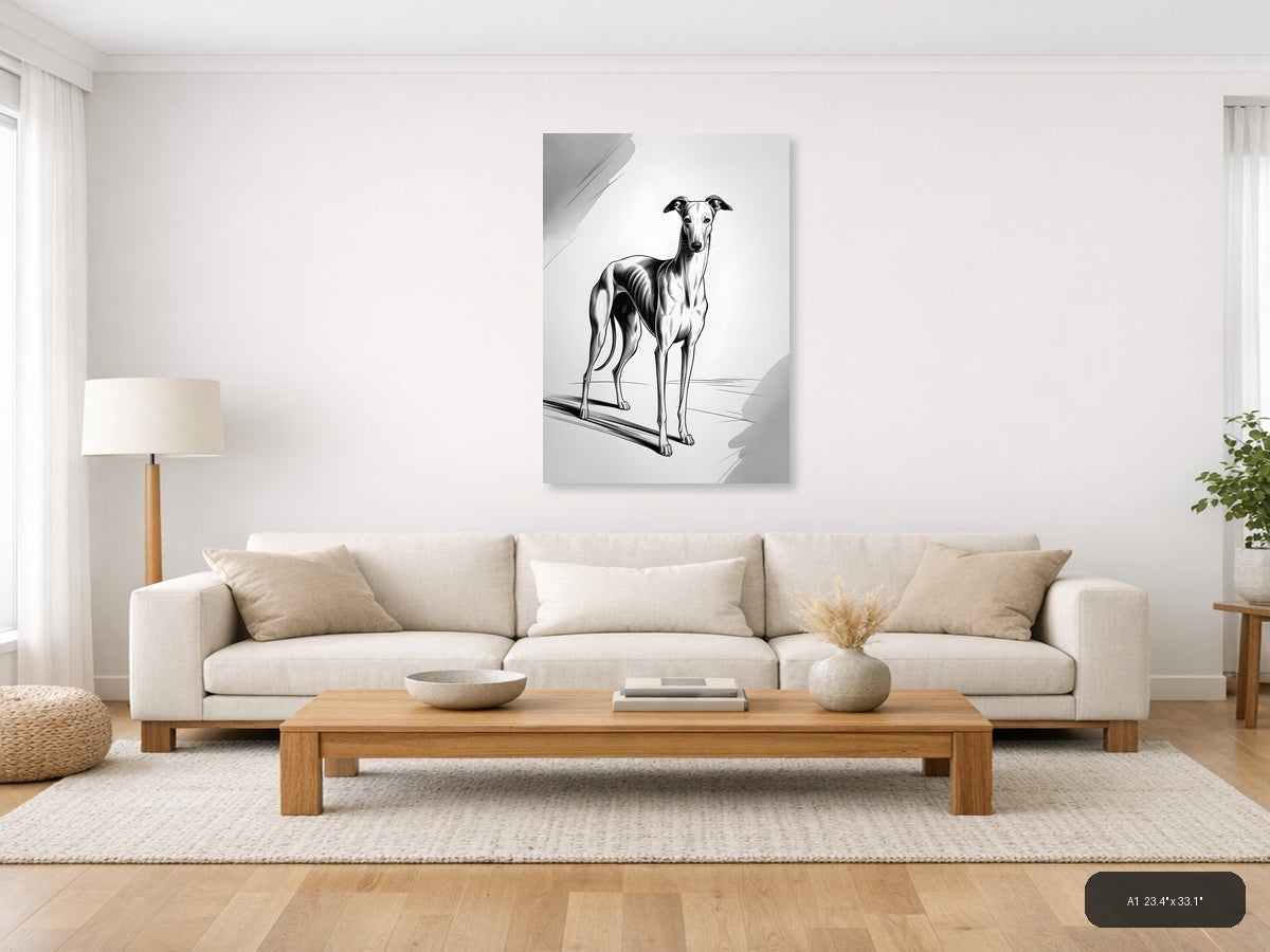 Greyhound Dog Line Art Portrait Wall Art — A1 / Living Room