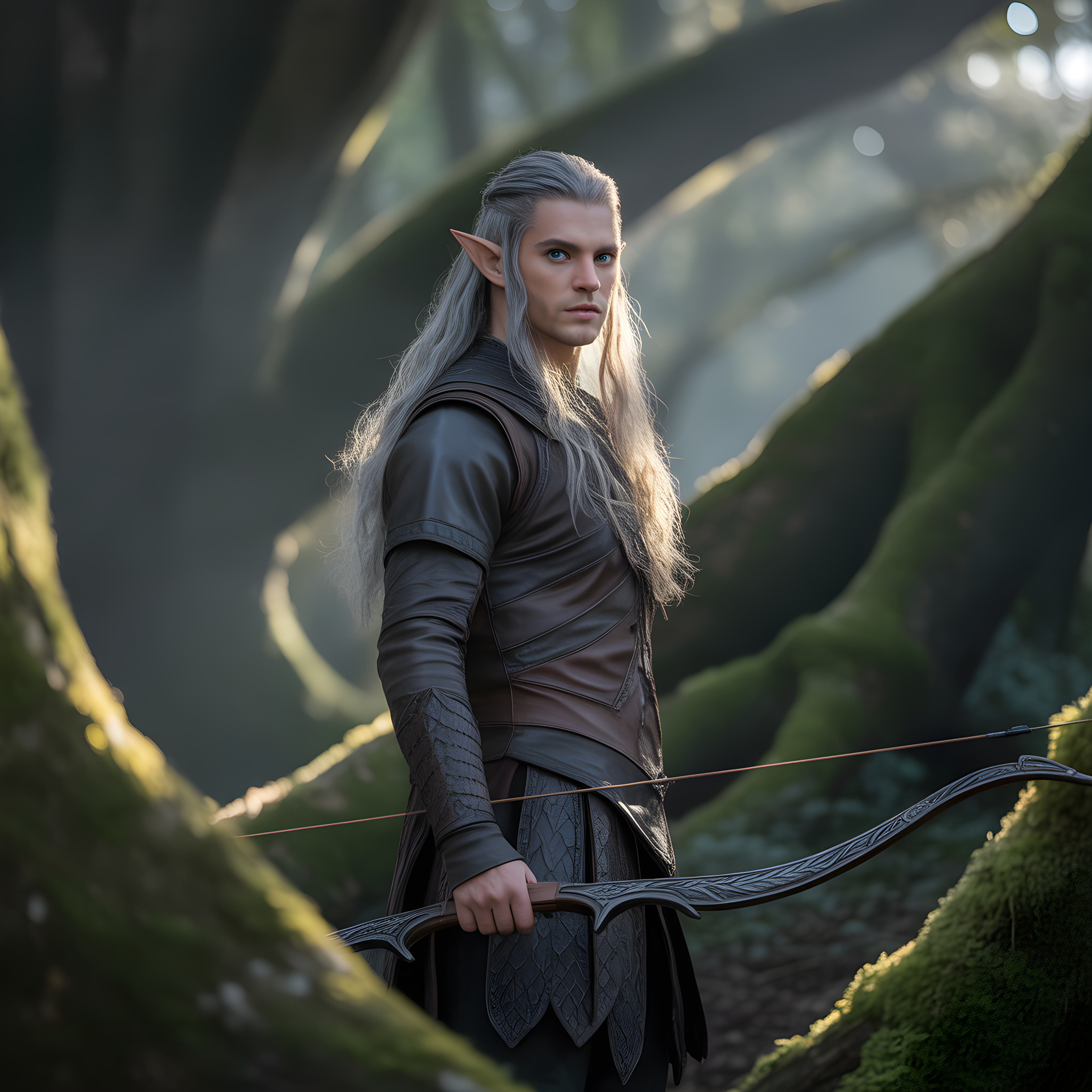 Elven Archer in Enchanted Forest Photography Wall Art