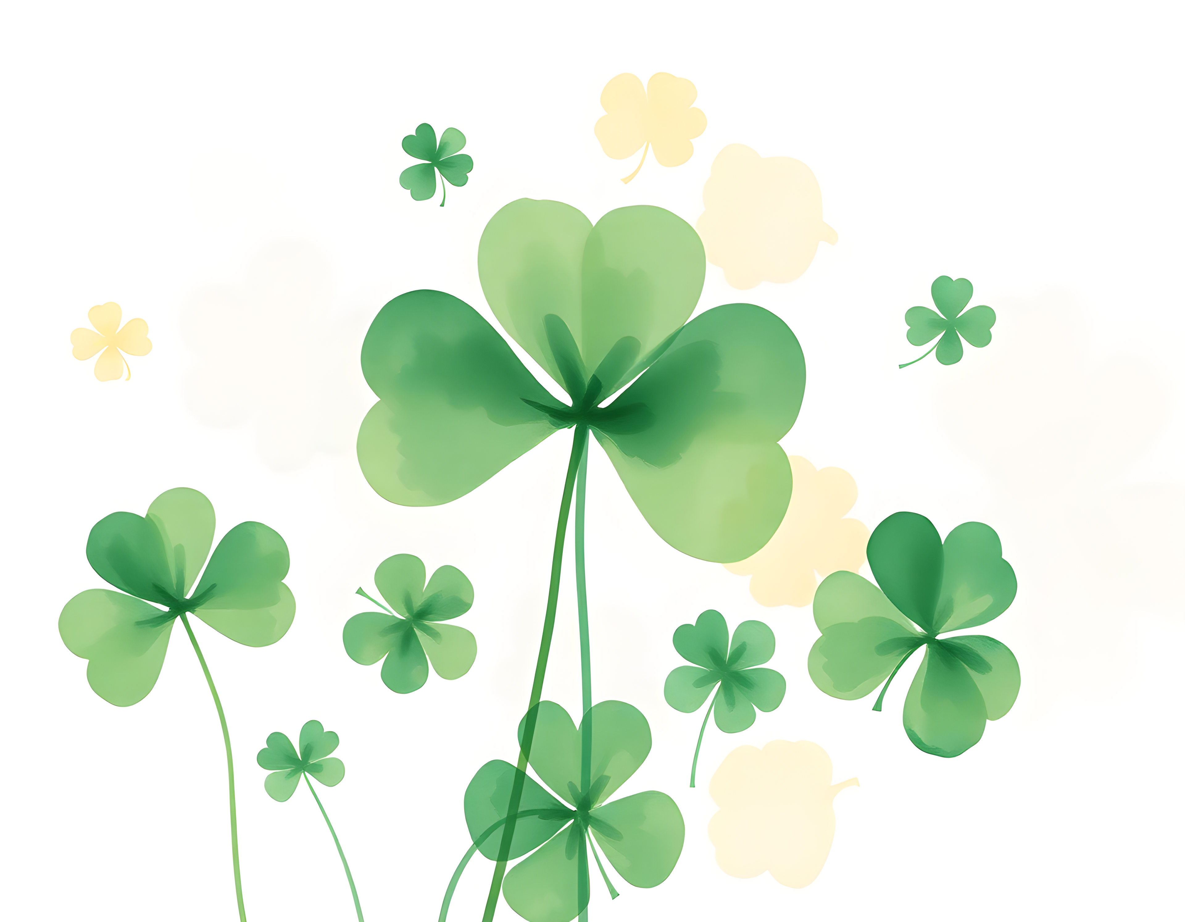 Lucky Four Leaf Clovers Watercolor Botanical Wall Art