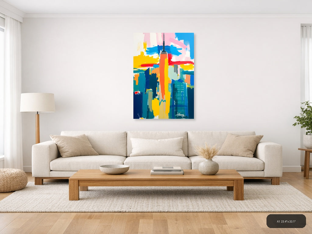 Abstract New York City Skyline Colorful Modern Wall Art — A1 / Living Room