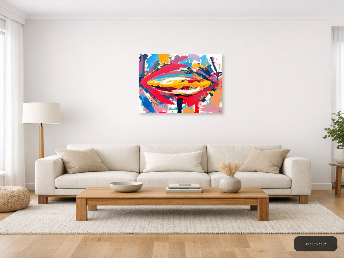 Colorful Abstract Face Expression Wall Art — A3 / Living Room
