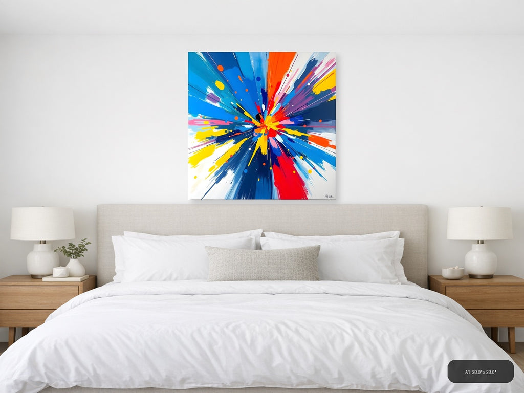 Vibrant Radial Burst Abstract Explosion Wall Art — A1 / Bedroom