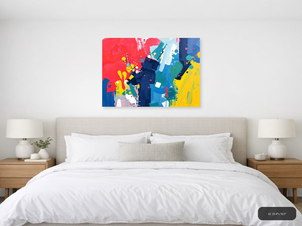 Vibrant Abstract Expressionist Splatter Canvas Wall Art — A2 / Bedroom