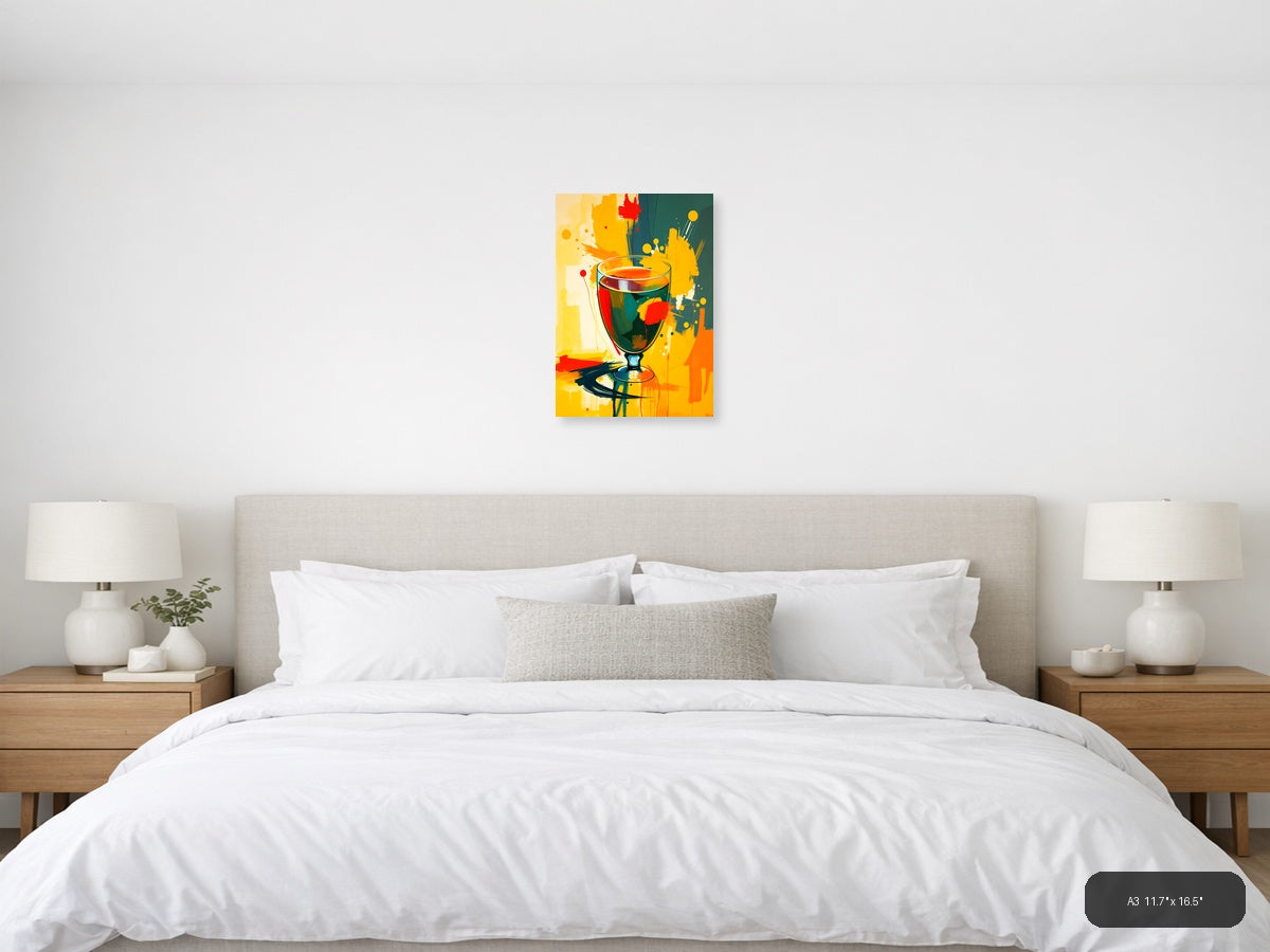 Abstract Colorful Wine Glass Splash Modern Wall Art — A3 / Bedroom