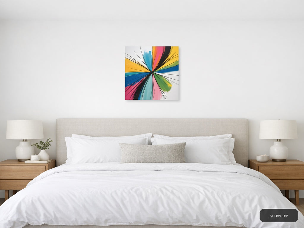 Colorful Radial Burst Abstract Canvas Wall Art — A3 / Bedroom