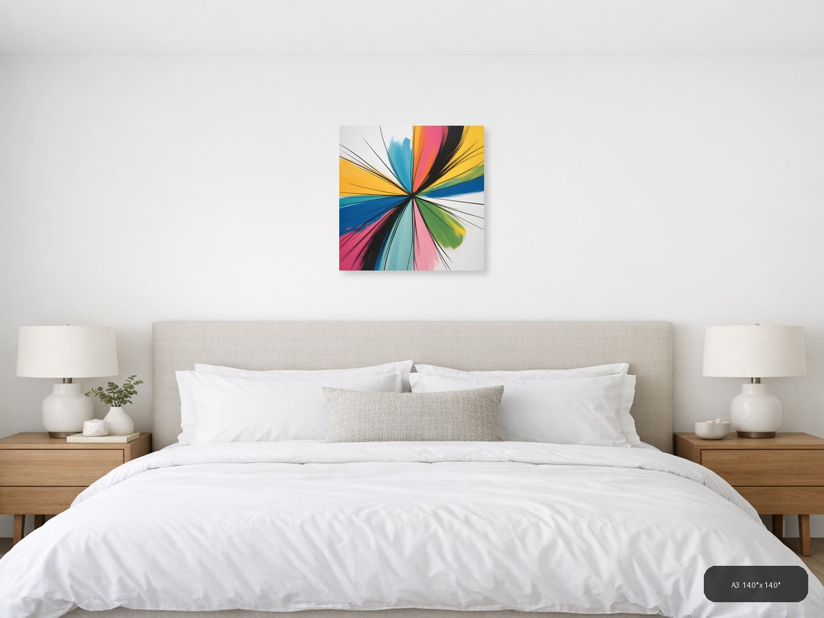 Colorful Radial Burst Abstract Canvas Wall Art — A3 / Bedroom