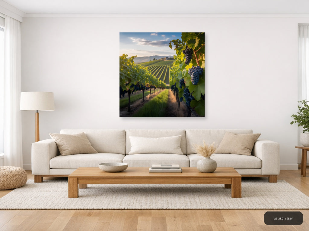 Tuscan Vineyard Sunset Photography Wall Art — A1 / Living Room