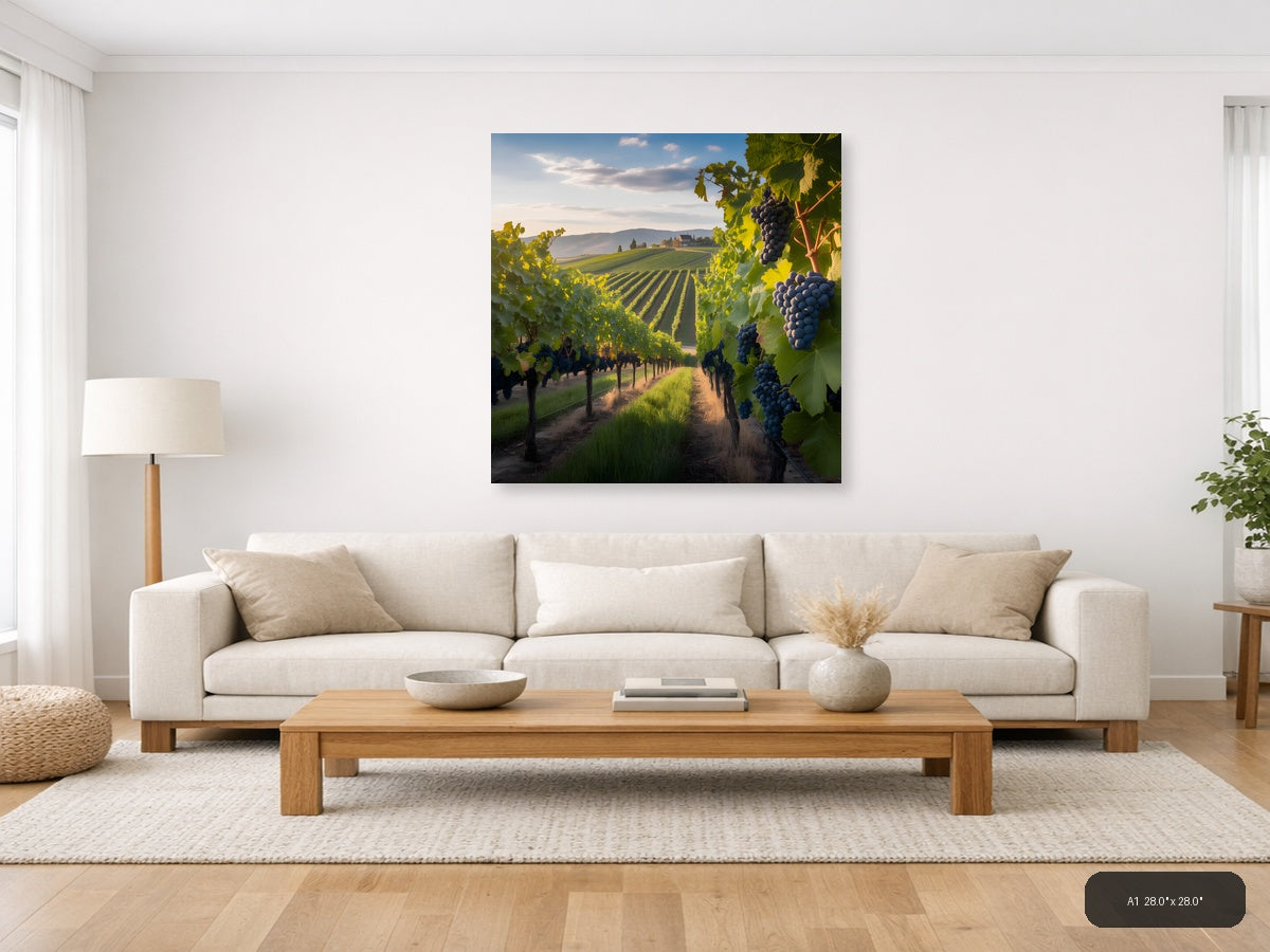 Tuscan Vineyard Sunset Photography Wall Art — A1 / Living Room